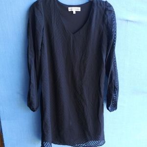 Almost Famous Junior's Size Small Black Long Sleeve Open Mini Dress B1